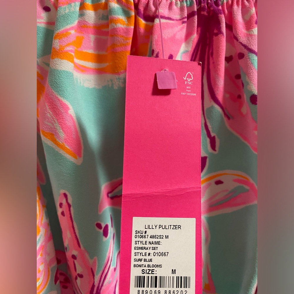 NWT LILLY PULITZER Esmeray Set Surf Blue Bonita Blooms - Picture 8 of 12